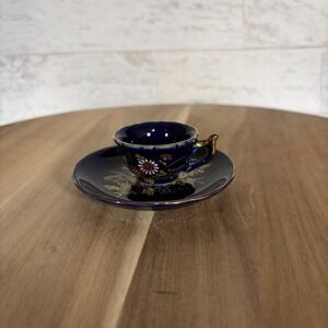 Vintage Japanese Cobalt Blue Miniature Teacup & Saucer Set by Fairway